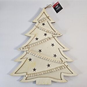 DIY Christmas Tree Decoration Home Decor Wooden Paintable Beaded Stars